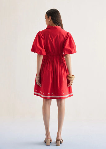 Ocean Spirit Cotton Red Dress