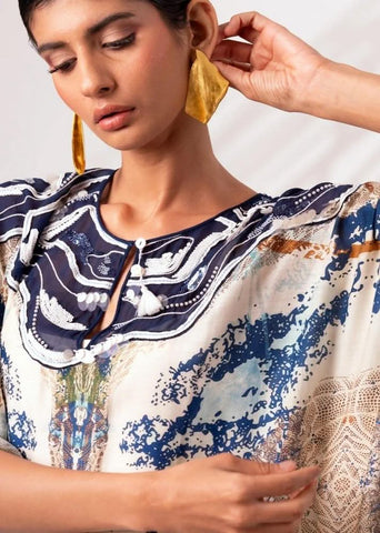 A Model Wearing Multicolor Modal Silk Serena Maxi Dress, curated by Only Ethikal