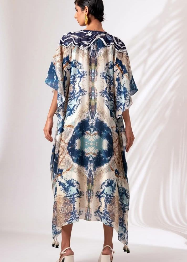 A Model Wearing Multicolor Modal Silk Serena Maxi Dress, curated by Only Ethikal