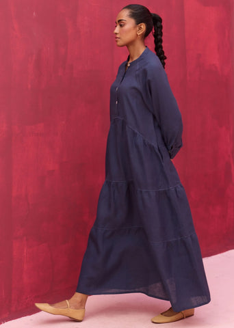Shiri Linen Dress- Navy
