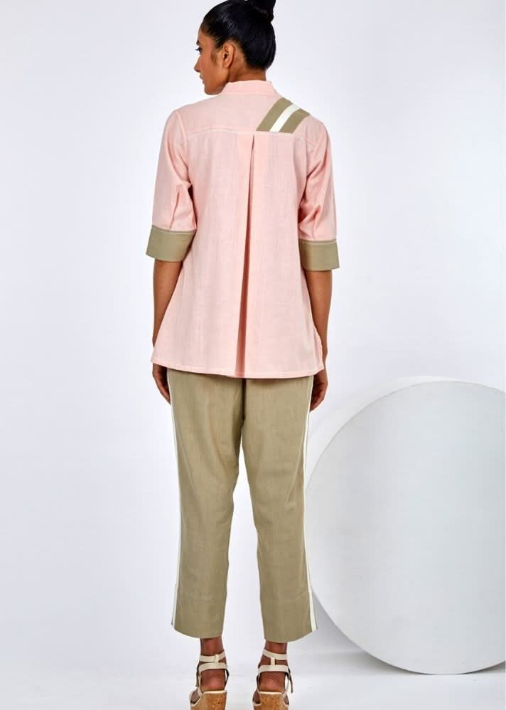 A Model Wearing Pink Pure Cotton Pastel Pink Ren Muted Pink Co-Ord Set, curated by Only Ethikal