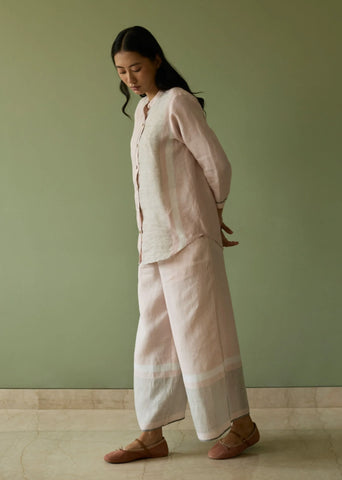 Aline Border Linen Co-Ord Set- Blush