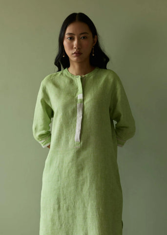 Terra Border Linen Dress- Meadow