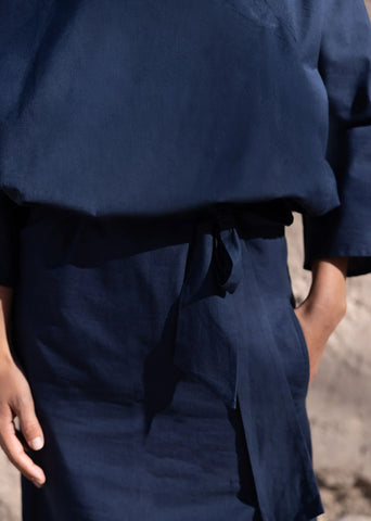 Blue Cotton Linen Karma Shirt