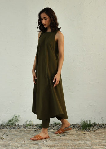 Earthy Green Halter Dress