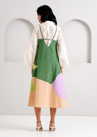 A Model Wearing Multicolor Handloom Cotton Yana Set, curated by Only Ethikal