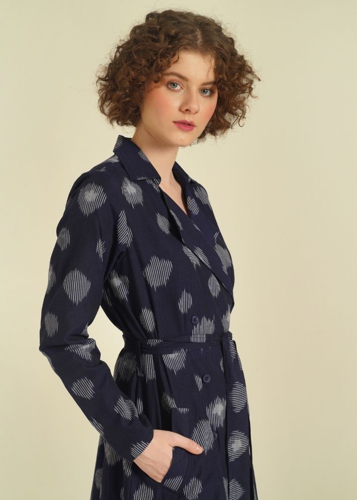 A Model Wearing Blue Pure Cotton Royale I, curated by Only Ethikal