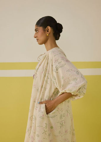 A Model Wearing Multicolor Handwoven Cotton Bright Joy Kala Cotton Dress, curated by Only Ethikal