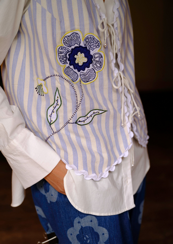 Rosella Handwoven Waistcoat And Oyester Shirt