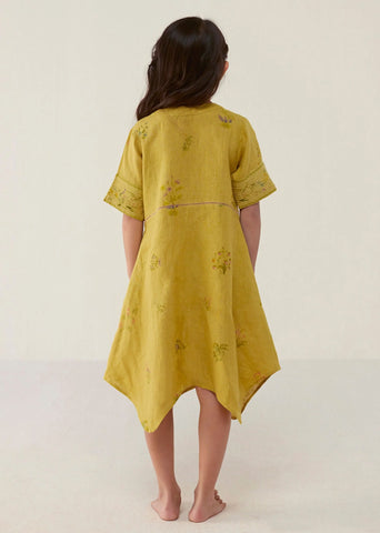 Kids Inoya Linen Dress- Ochre