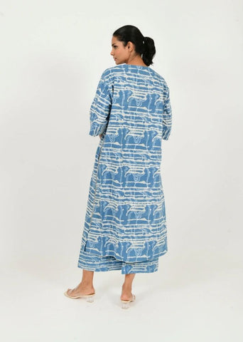 Indigo Splash Buttoned Dress