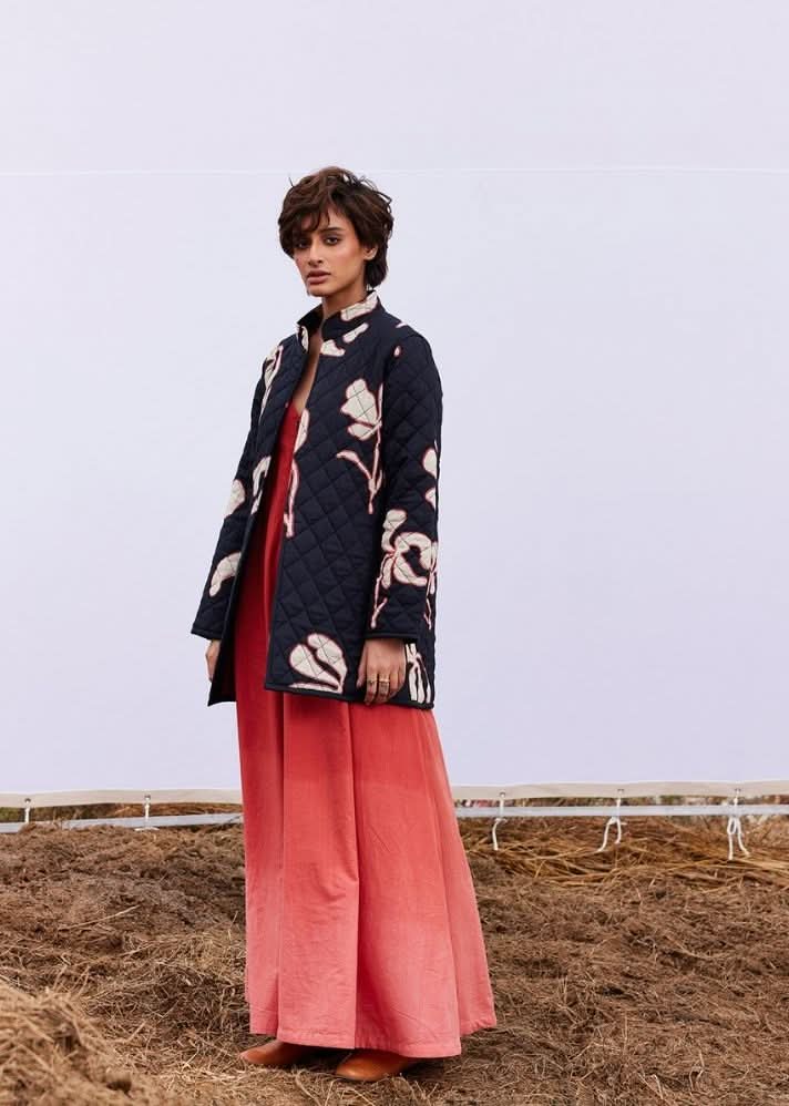 A Model Wearing Multicolor,Pure Cotton Ash Jacket curated by Only Ethikal