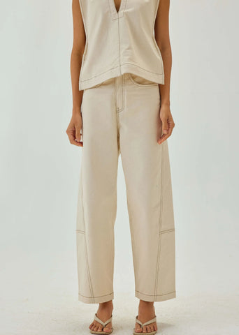 Barrel Pants With Top Stitch Detail