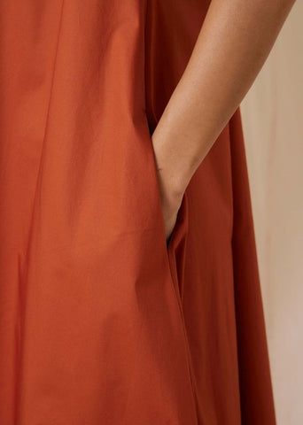 A Model Wearing  Cotton Pina Rust Cotton Dress, curated by Only Ethikal