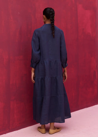 Shiri Linen Dress- Navy