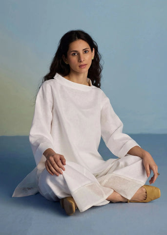 Ishi Boat-Neck Linen Co-Ord Set-White