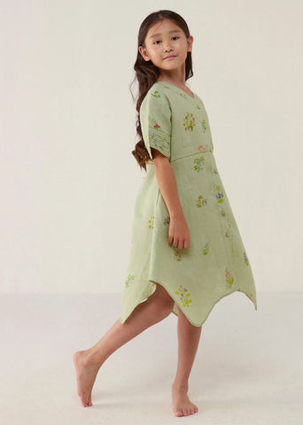Kids Inoya Linen Dress- Mint
