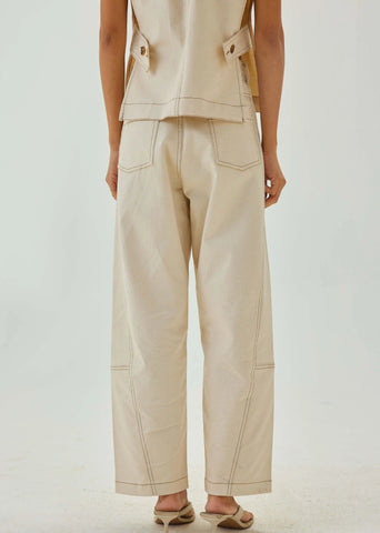 Barrel Pants With Top Stitch Detail