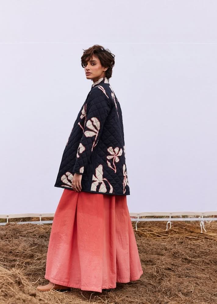 A Model Wearing Multicolor,Pure Cotton Ash Jacket curated by Only Ethikal