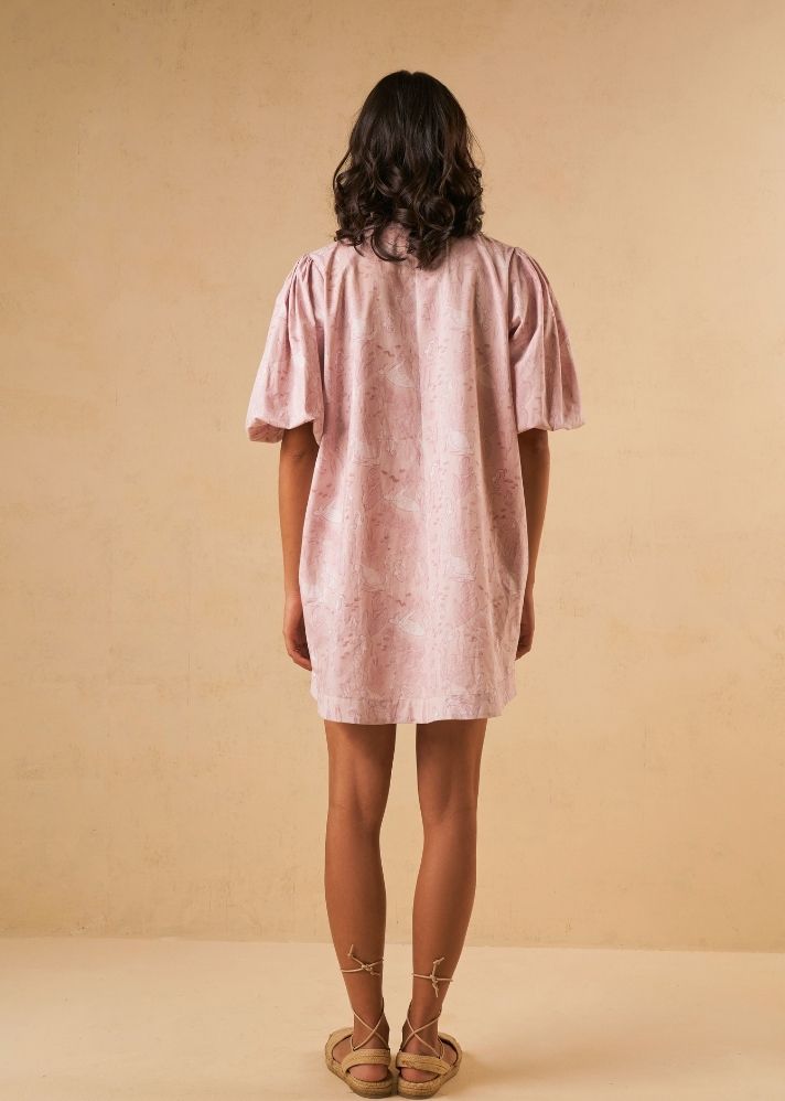 A Model Wearing Multicolor Organic Cotton The Purple Reef organic cotton dress, curated by Only Ethikal