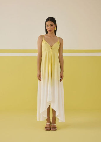 A Model Wearing Multicolor Sunshine Sea Maxi Dress, curated by Only Ethikal
