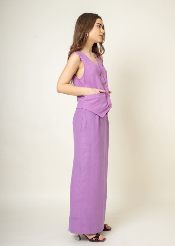 A Model Wearing Purple Organic Cotton Francis Purple Set, curated by Only Ethikal