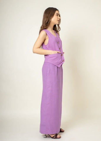 A Model Wearing Purple Organic Cotton Francis Purple Set, curated by Only Ethikal