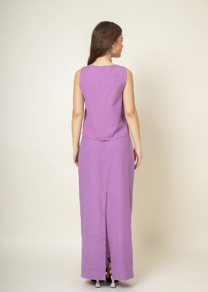 A Model Wearing Purple Organic Cotton Francis Purple Set, curated by Only Ethikal