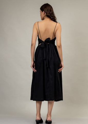 A Model Wearing Black Upcycled Cotton Mary Black Dress, curated by Only Ethikal