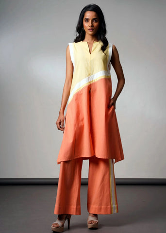 A Model Wearing Multicolor Handloom Cotton  Kali Poise Handloom Cotton Co-Ord Set, curated by Only Ethikal