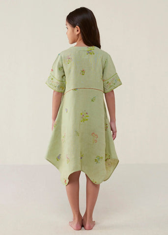 Kids Inoya Linen Dress- Mint