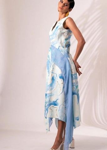 A Model Wearing Multicolor Cotton Twill Masha Midi Dress, curated by Only Ethikal