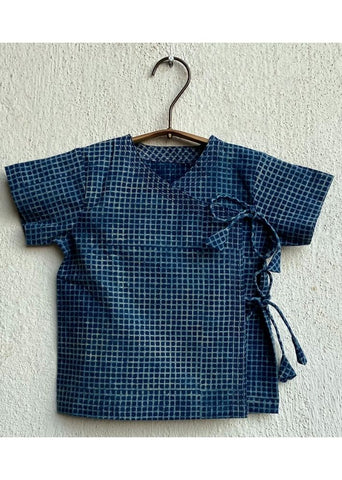 Unisex Organic Indigo Check Angarakha & Indigo Raidana Pants