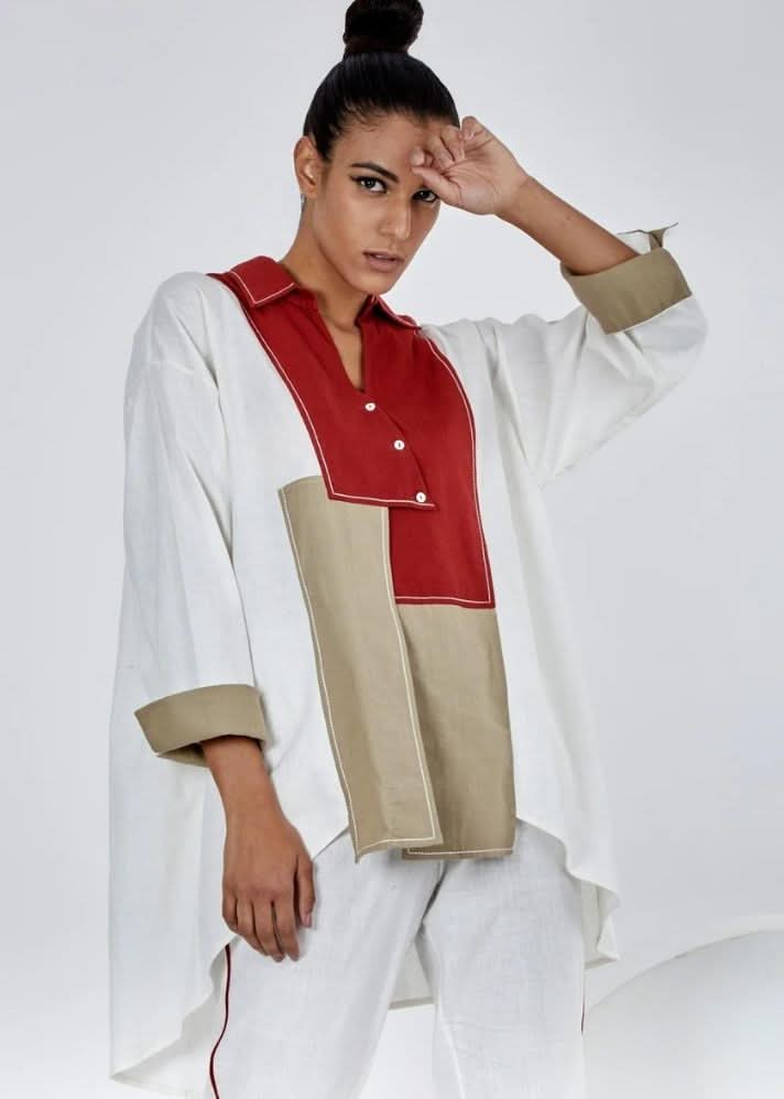 A Model Wearing Multicolor Pure Cotton Taya Multi Co-Ord Set, curated by Only Ethikal