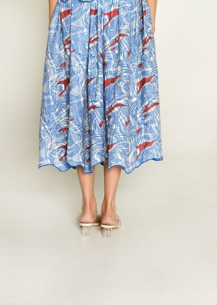 A Model Wearing Multicolor Cotton Bemberg Ponzo Top With Skirt, curated by Only Ethikal