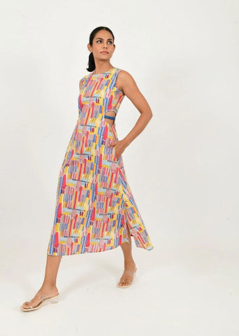 Scribble Side Cut Dress