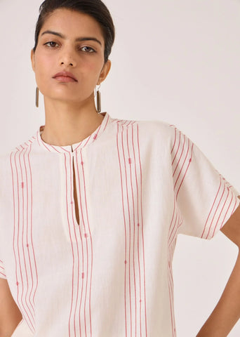 Asheni Red Striped Handwoven Top