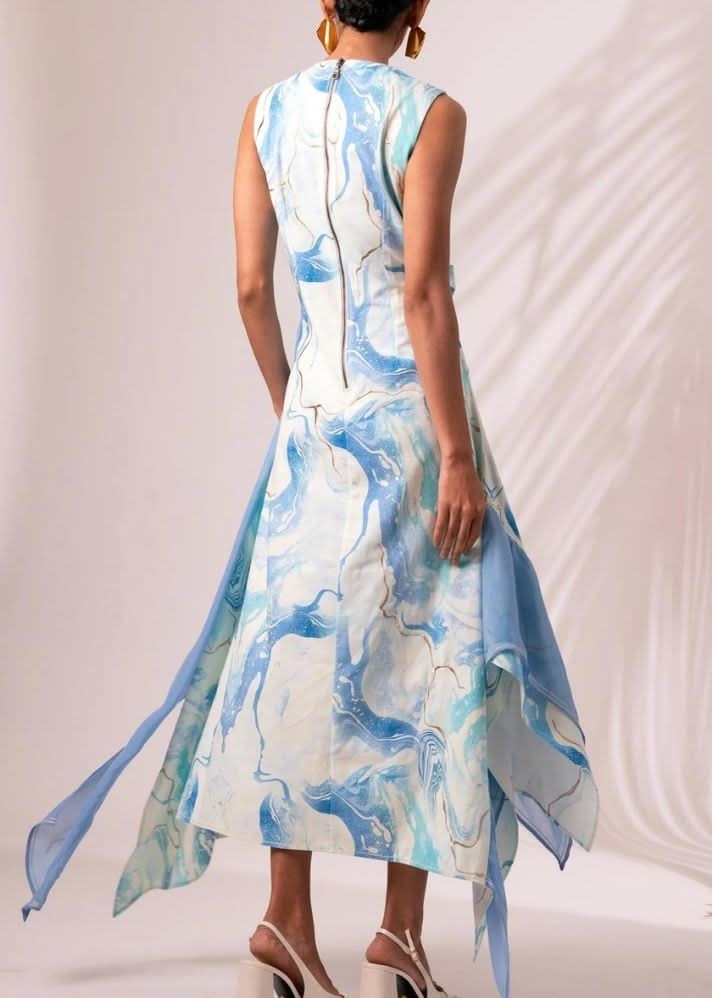 A Model Wearing Multicolor Cotton Twill Masha Midi Dress, curated by Only Ethikal