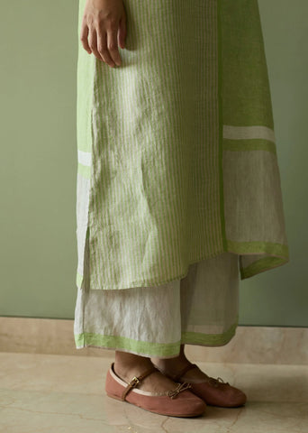Pira Stripe Linen Tunic Kaftan Set- Meadow