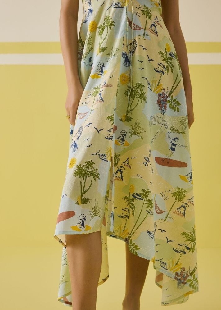A Model Wearing Multicolor Summer Sea Dress, curated by Only Ethikal