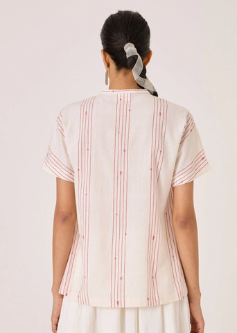 Asheni Red Striped Handwoven Top