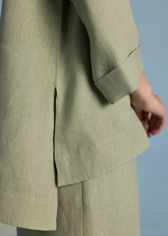 Ishi Boat-Neck Linen Co-Ord Set-Mint