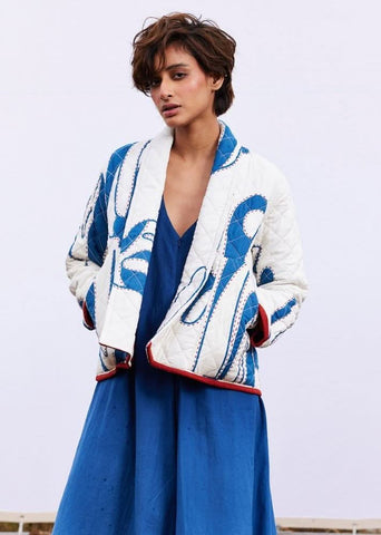 A Model Wearing Multicolor,Pure Cotton Frost Jacket curated by Only Ethikal
