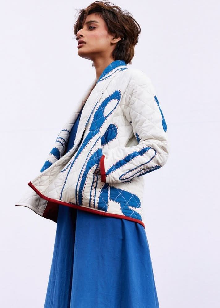 A Model Wearing Multicolor,Pure Cotton Frost Jacket curated by Only Ethikal