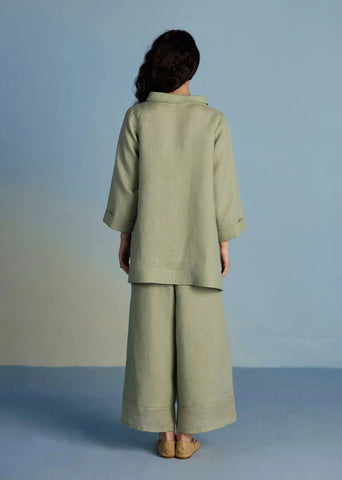 Ishi Boat-Neck Linen Co-Ord Set-Mint