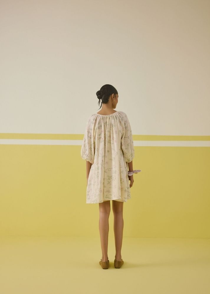 A Model Wearing Multicolor Handwoven Cotton Bright Joy Kala Cotton Dress, curated by Only Ethikal