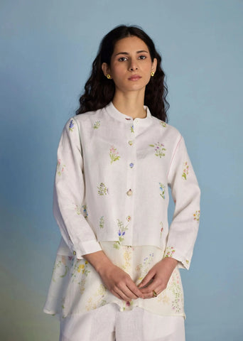 Leina A- Line Linen Co-Ord Set-White