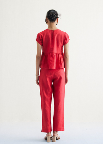Slow Living Linen Peplum Top