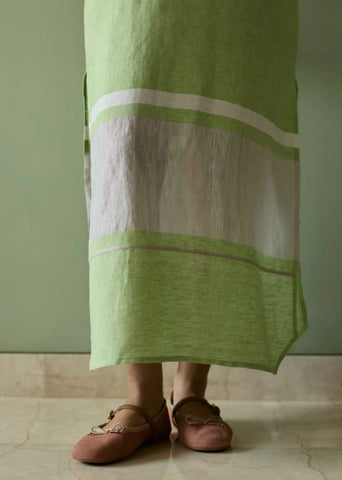 Terra Border Linen Dress- Meadow
