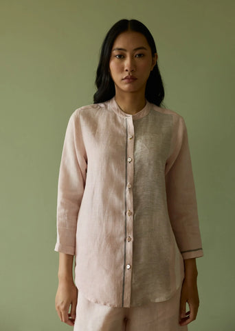 Aline Border Linen Co-Ord Set- Blush